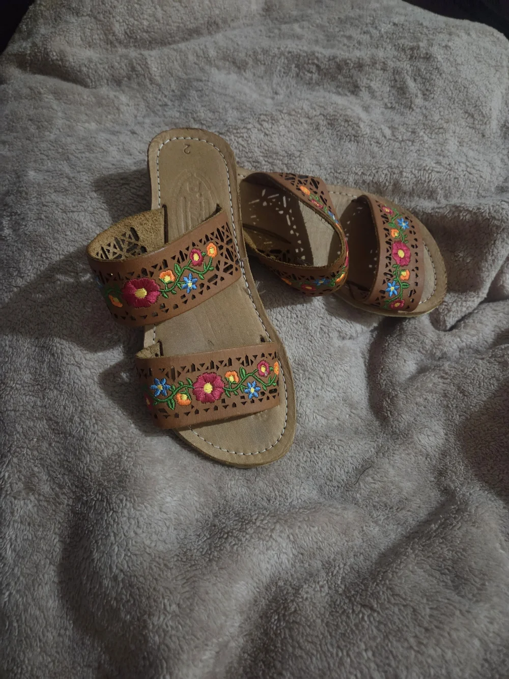 Authentic Artisenal Handcrafted Leather Sandals with Handstitched Flowers
